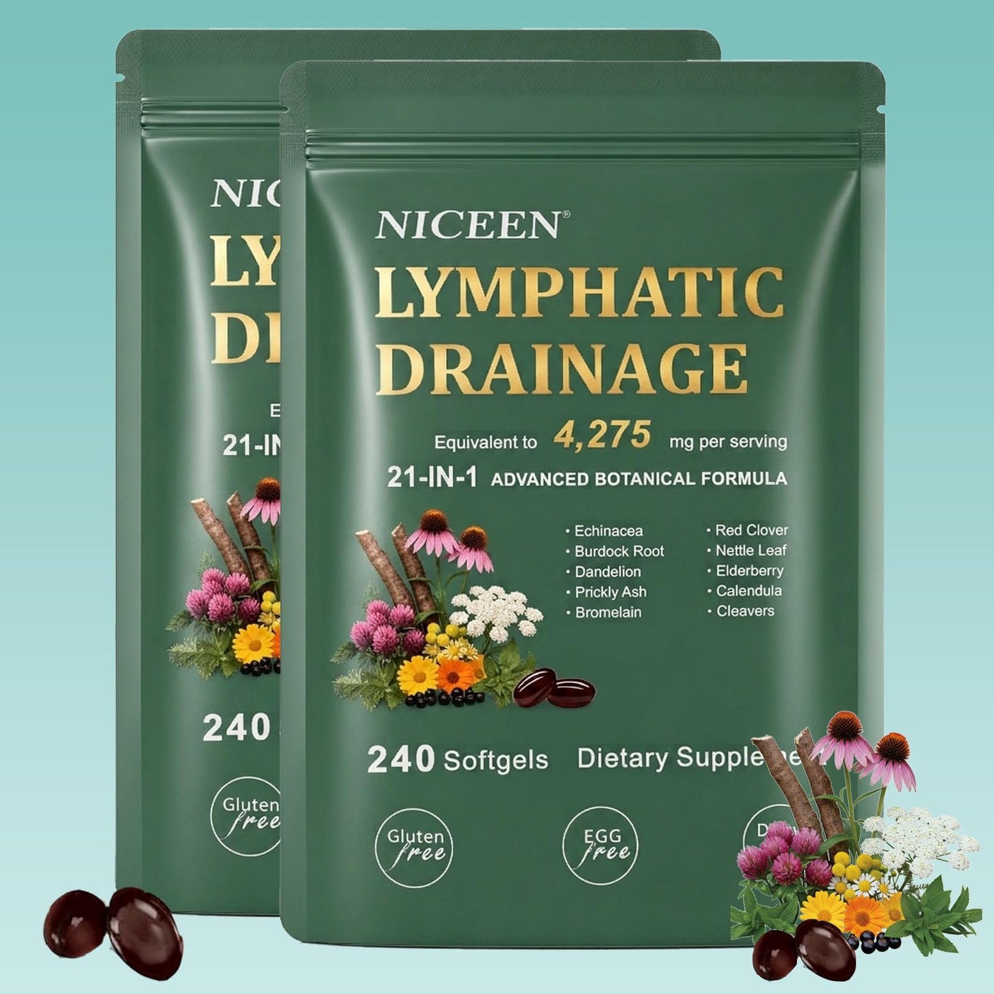 NICEEN Lymphatic Drainage Supplements Softgels 480