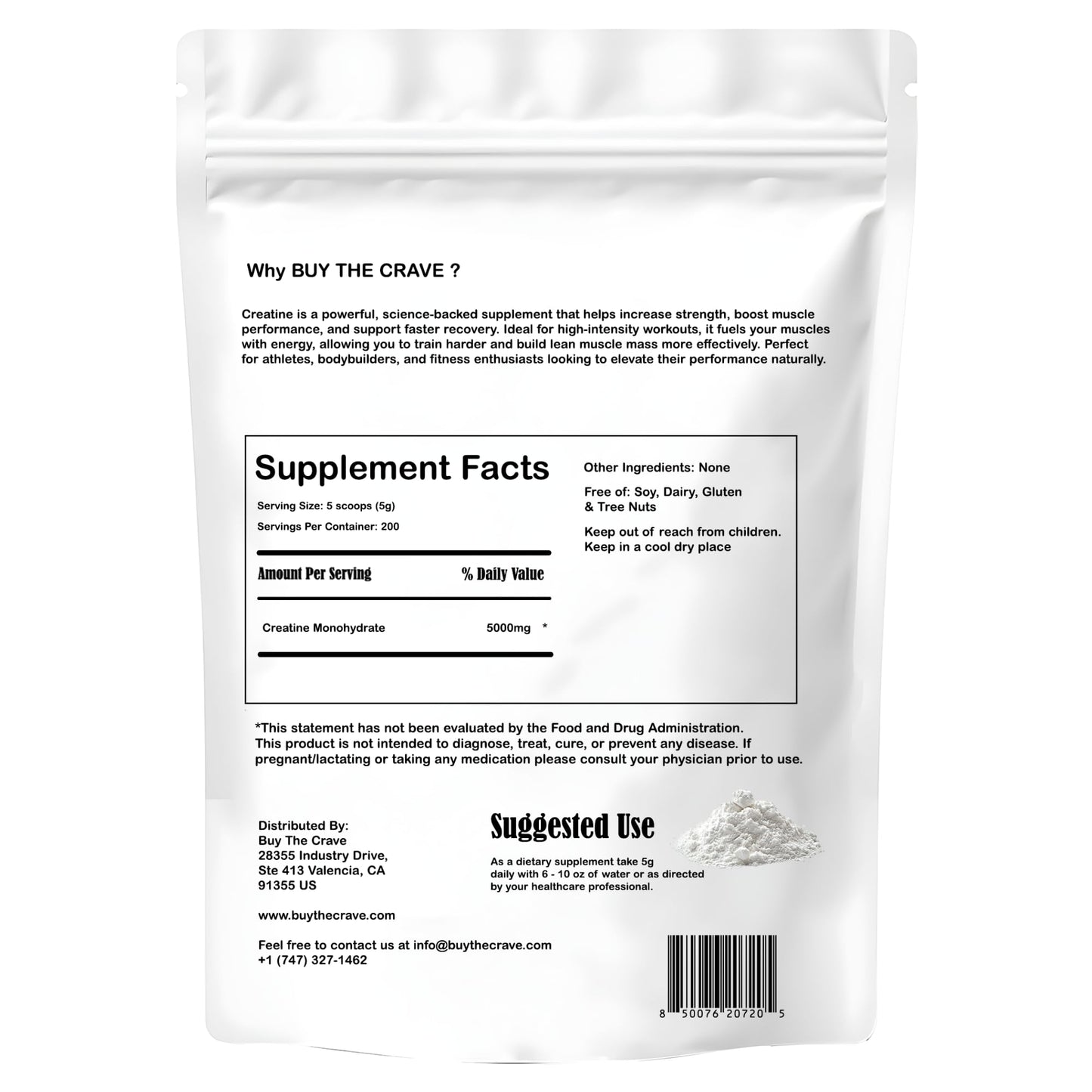 BUY THE CRAVE Ultra-Pure Micronized Creatine Monohydrate Powder 35.2 oz