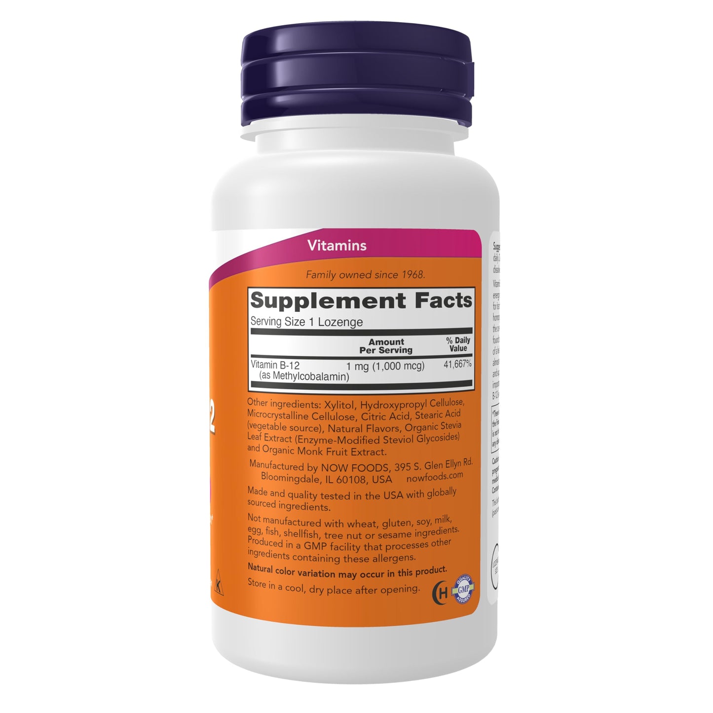 NOW Foods Methyl B-12 (Methylcobalamin) 1,000 mcg Chewable 250 Lozenges