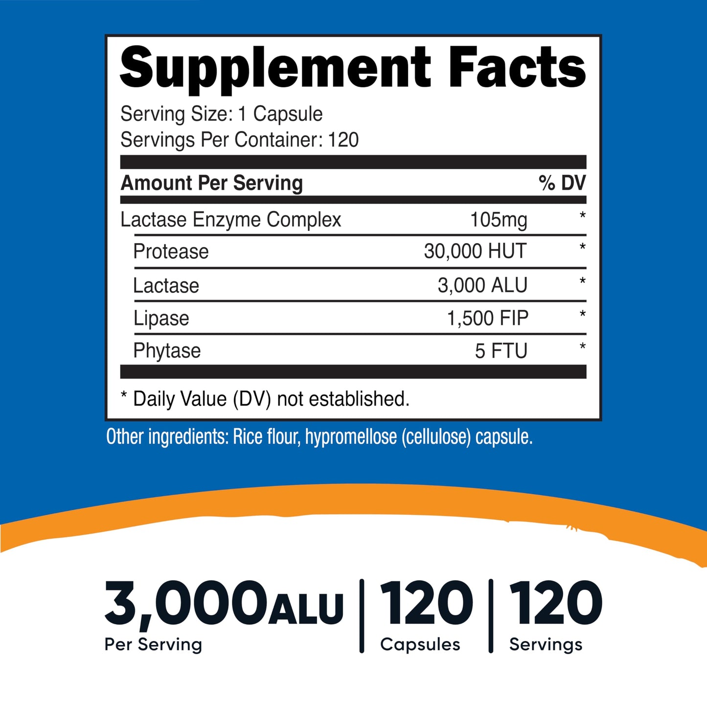 Nutricost Lactase Enzyme Complex 3,000 FCC ALU Capsule, 120 Capsules