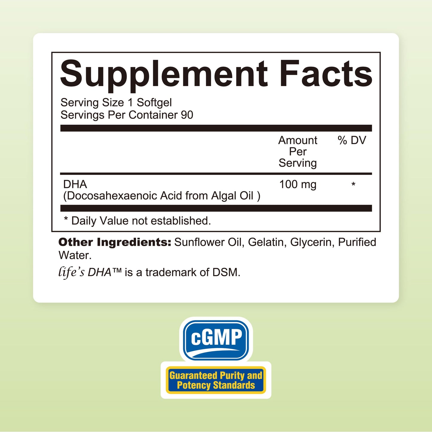 Nature's Nutra Algal Oil DHA Softgel 90 Softgels