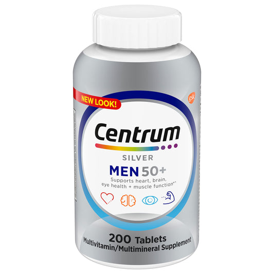 Centrum Silver Men's 50+ Multivitamin with Vitamin D3, B-Vitamins, Zinc 200 Tablets
