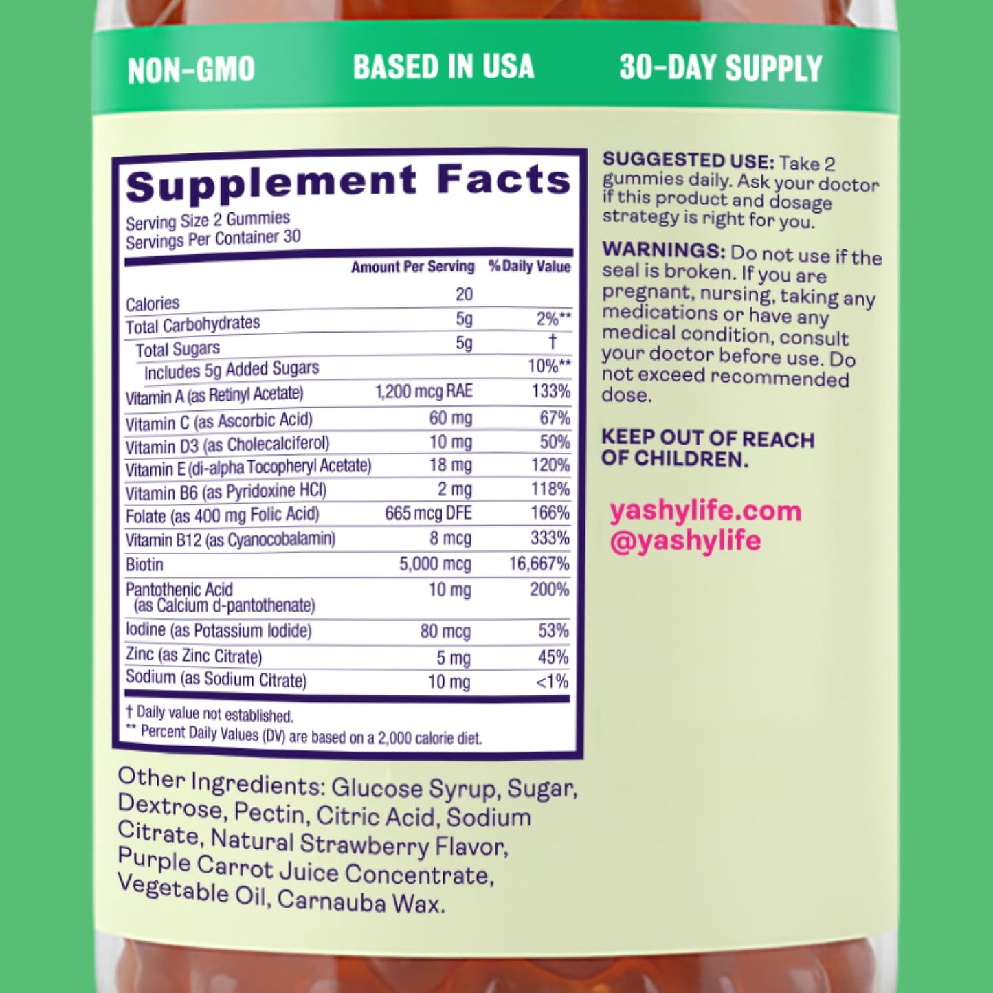 YASHY Menopause Hair Support Gummies 60 Count