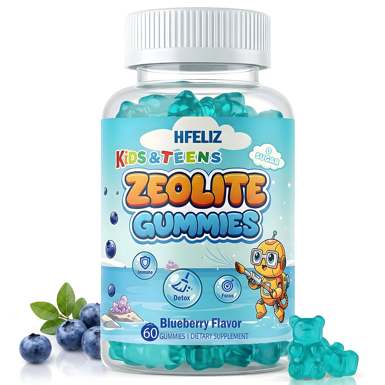 HFELIZ Zeolite Detox Gummies for Kids, 60 Count