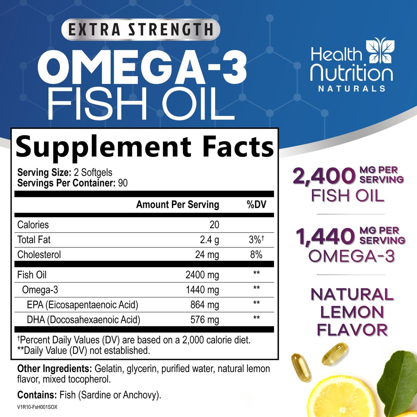 Health Nutrition Naturals Omega 3 Fish Oil Supplements Softgel 180 Softgels