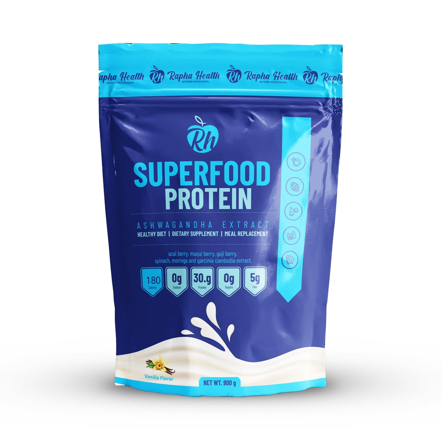 RAPHA HEALTH Superfood Whey Protein Powder (Vanilla), 1.98 lb