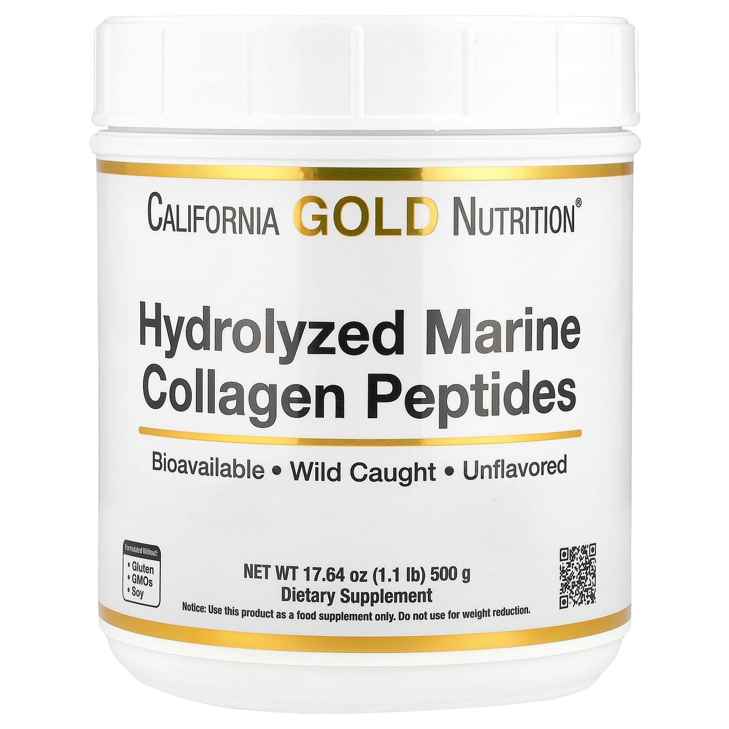 California Gold Nutrition Collagen Peptides Powder with Hyaluronic Acid, 17.6 oz