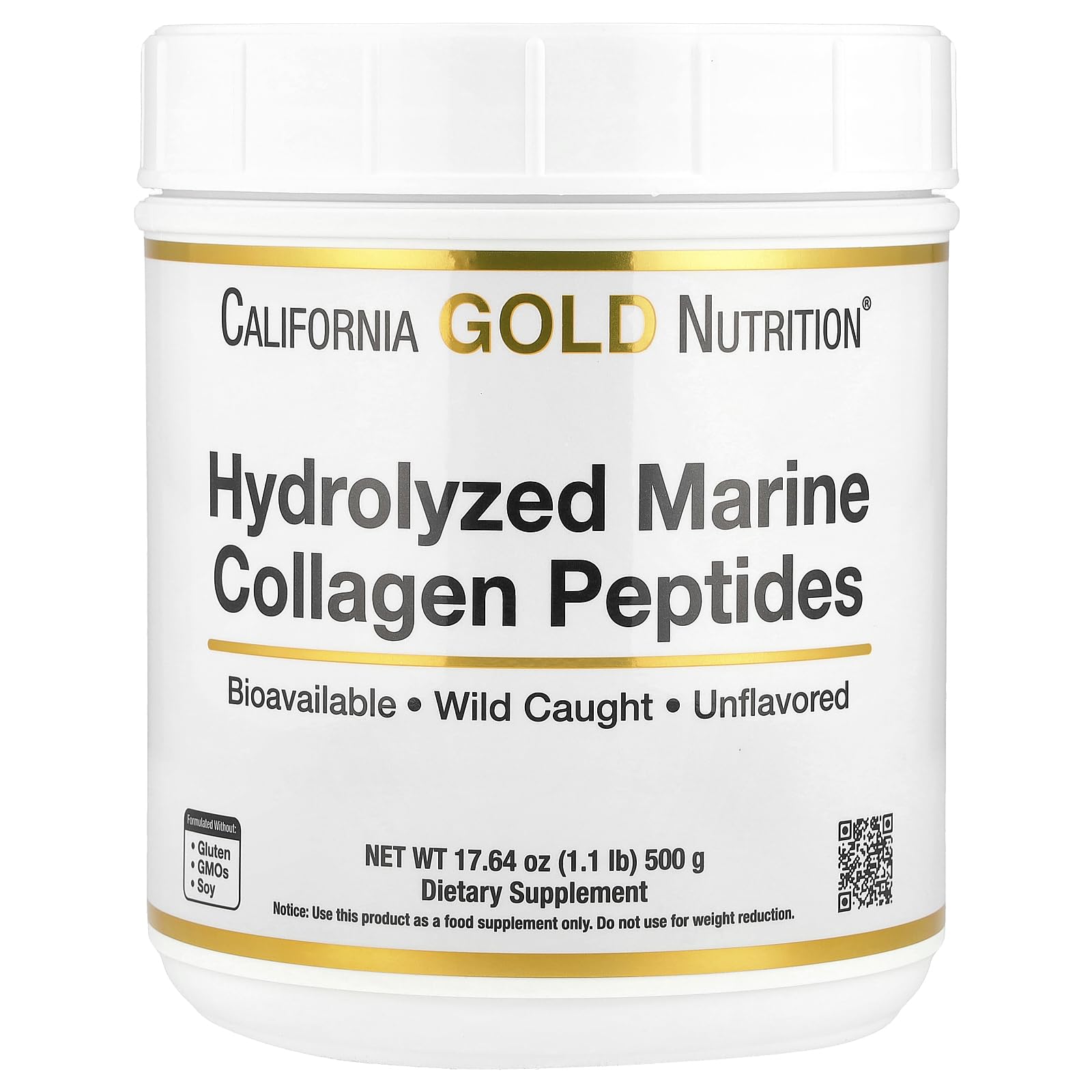 California Gold Nutrition Collagen Peptides Powder with Hyaluronic Acid, 17.6 oz