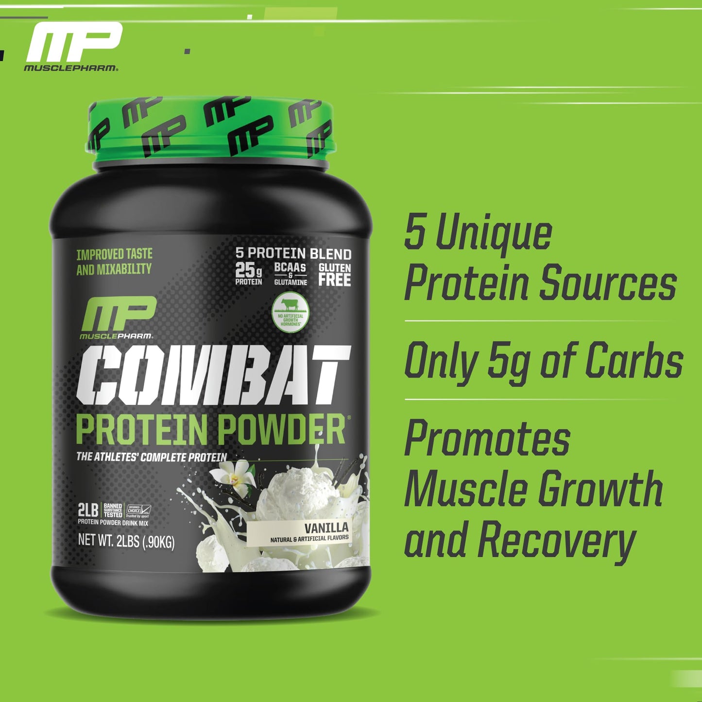 Muscle Pharm Combat Protein Powder 2 lb Vanilla and Chocolate Chip Cookie Dough