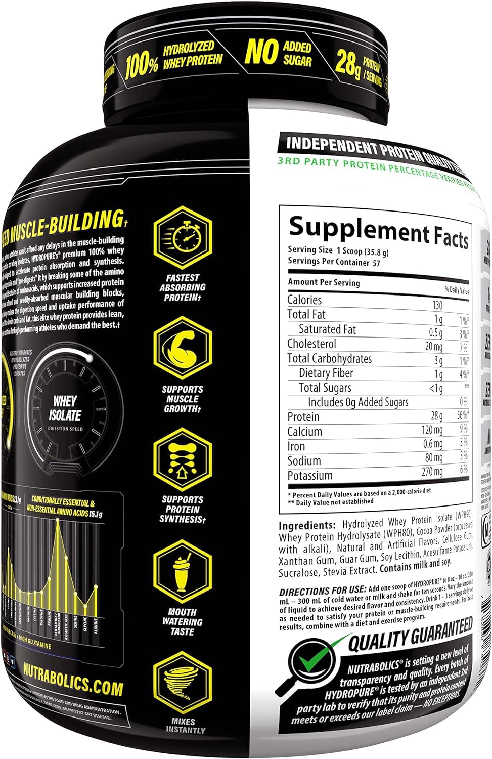 Nutrabolics Hydropure Whey Protein Powder, 20 Servings