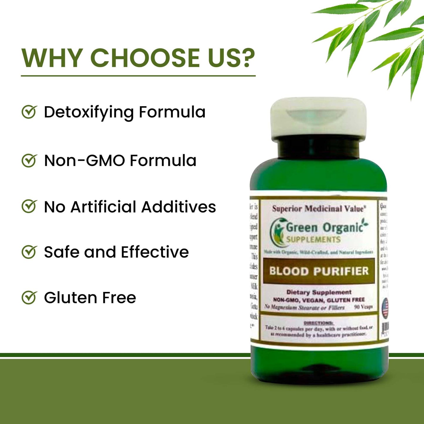 Green Organic Supplements Blood Purifier Capsule 90 Count