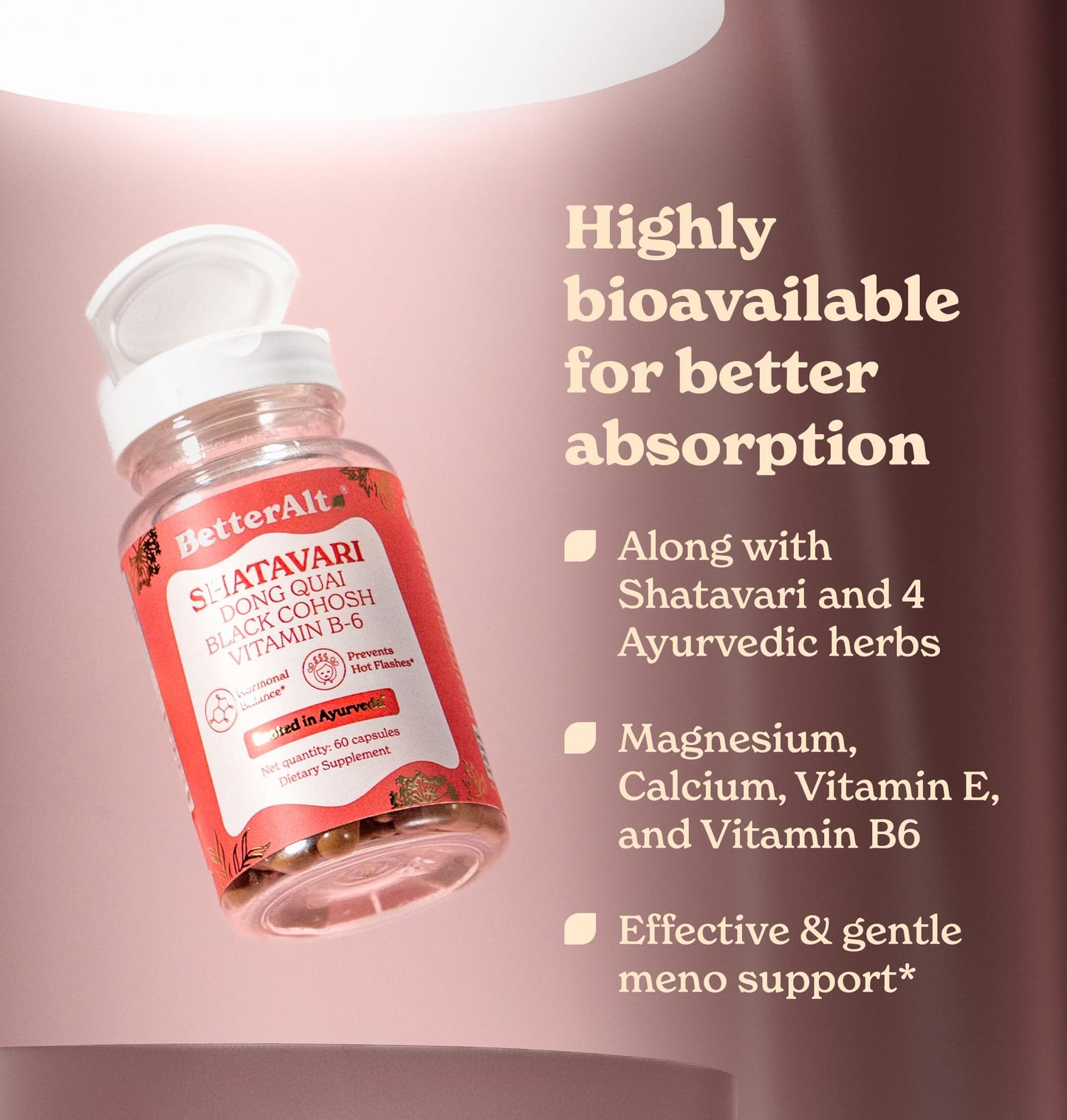 Better Alt Shatavari Capsules with Dong Quai & Black Cohosh, Helps with Meno Support, 1 Capsule