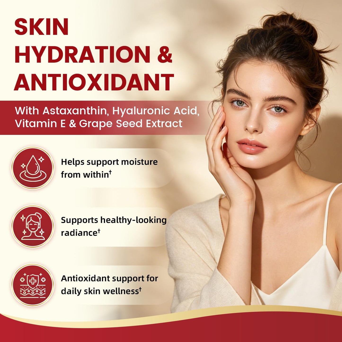 Mulittea Liposomal Astaxanthin 12mg with Hyaluronic Acid & Lutein for Skin & Eye Softgels, 60 Count