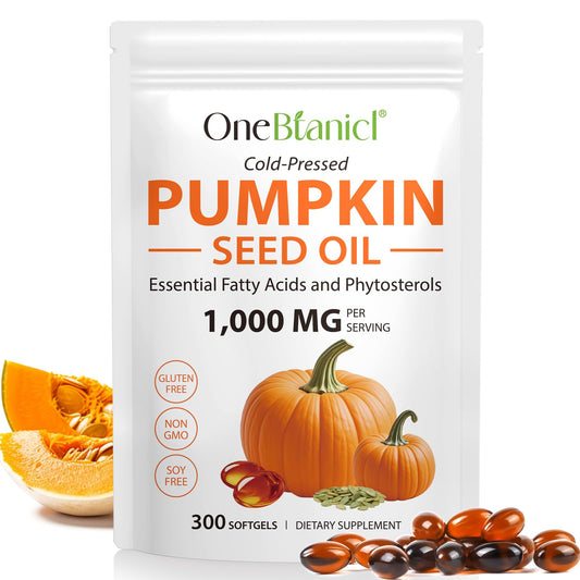 Pumpkin Seed Oil Capsules 1000mg, Cold Pressed Virgin Oil, 300 Softgels