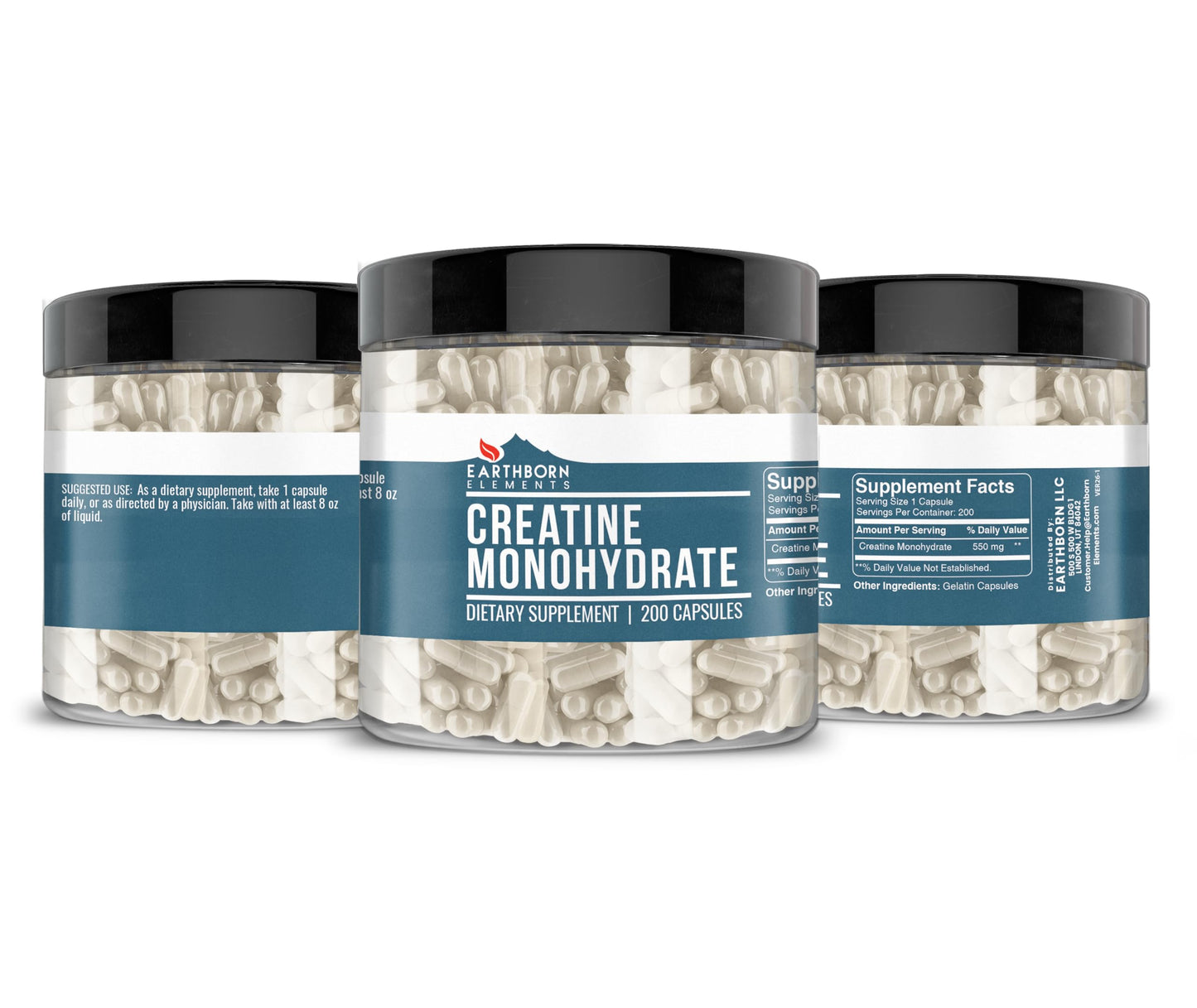 Earthborn Elements Creatine Monohydrate Capsules 200 Count