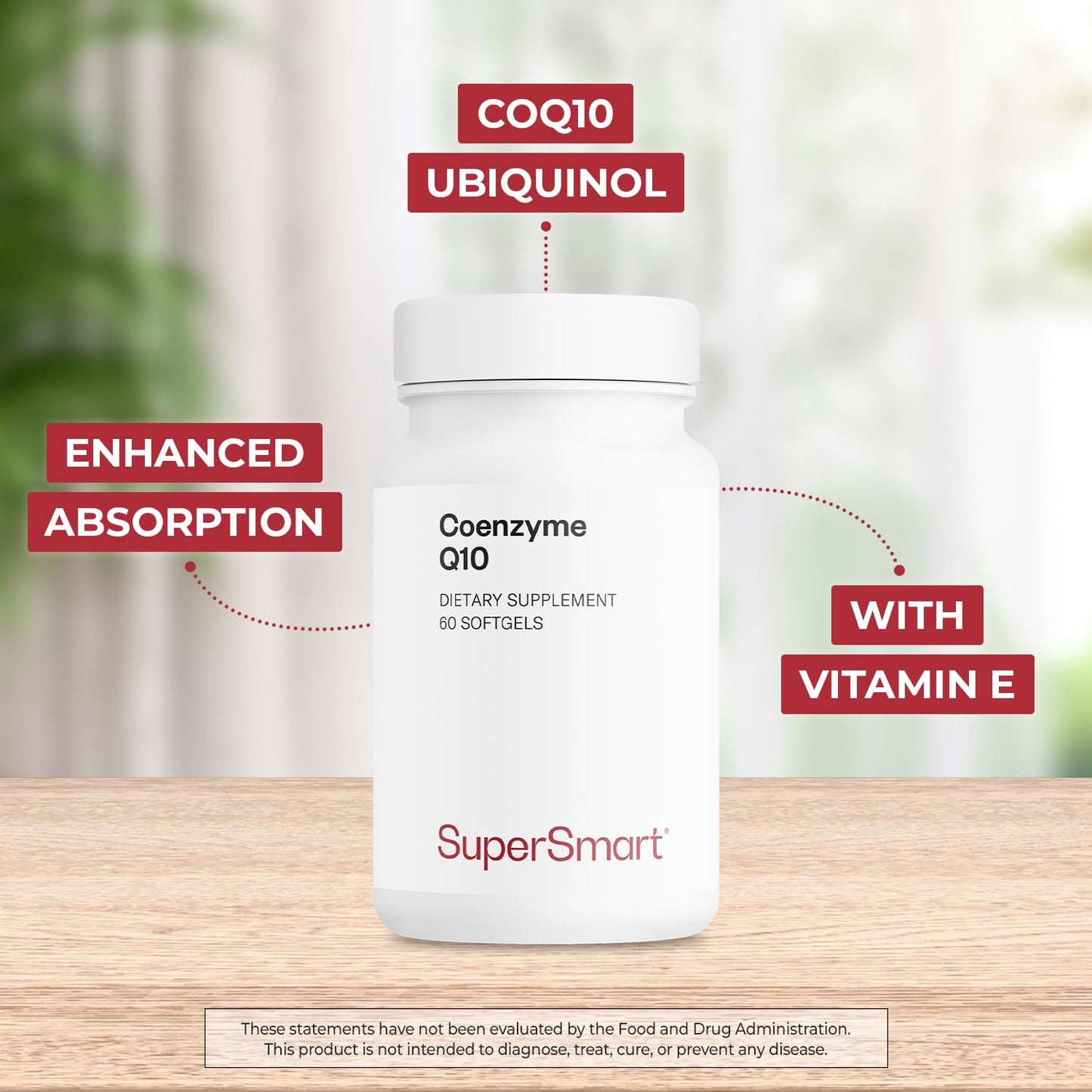 Supersmart Co-Enzyme Q10 (CoQ10) 90mg per Day Ubiquinol Softgels, 60 Count