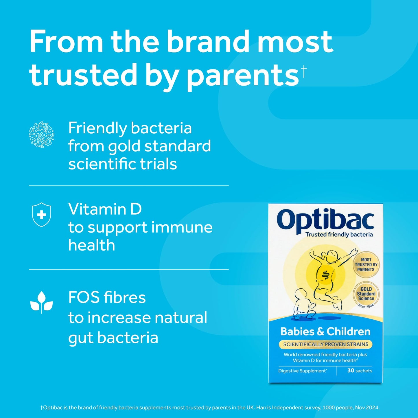 Optibac Probiotics Kids Probiotic + Vitamin D for Immune Support Powder 30 Sachets