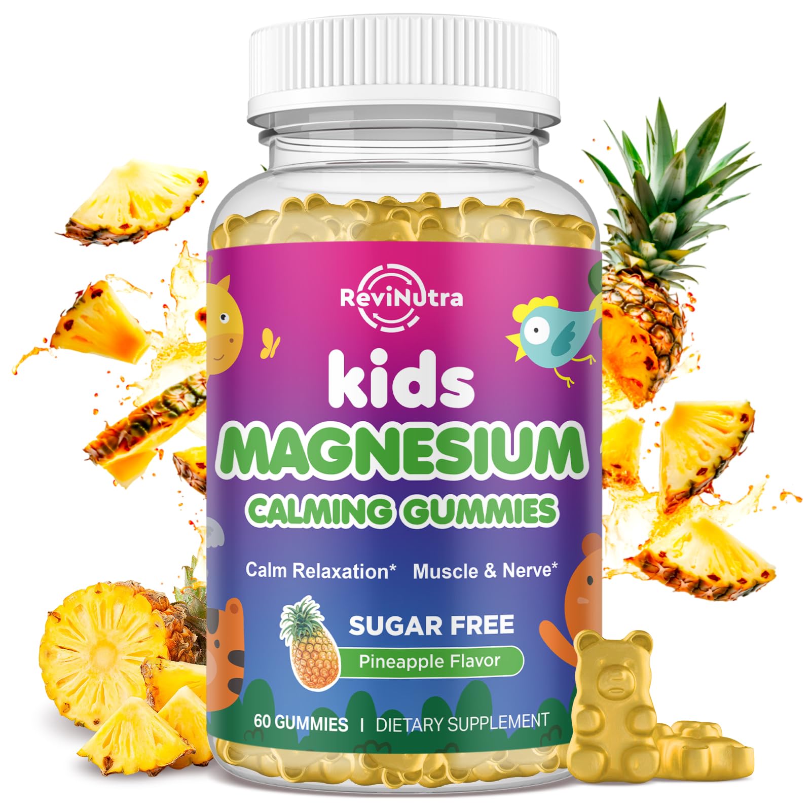 ReviNutra Magnesium Glycinate Gummies for Kids, 60 Count