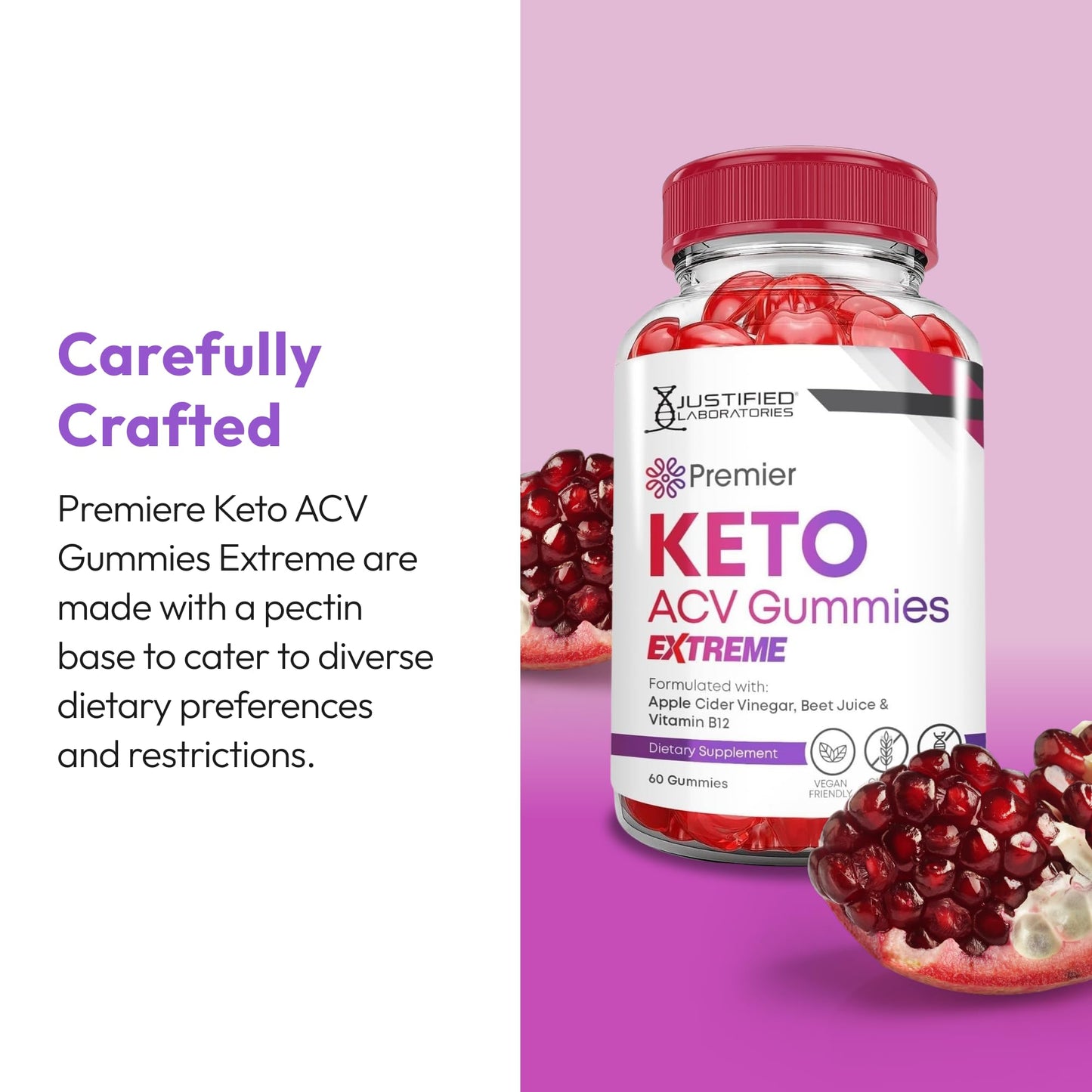Justified Laboratories Premier Keto ACV Gummies Extreme 60 Count
