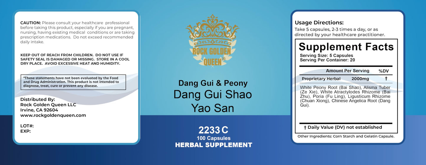 Rock Golden Queen Dang Gui Shao Yao San / Dang Gui & Peony Decoction, 100 Capsules