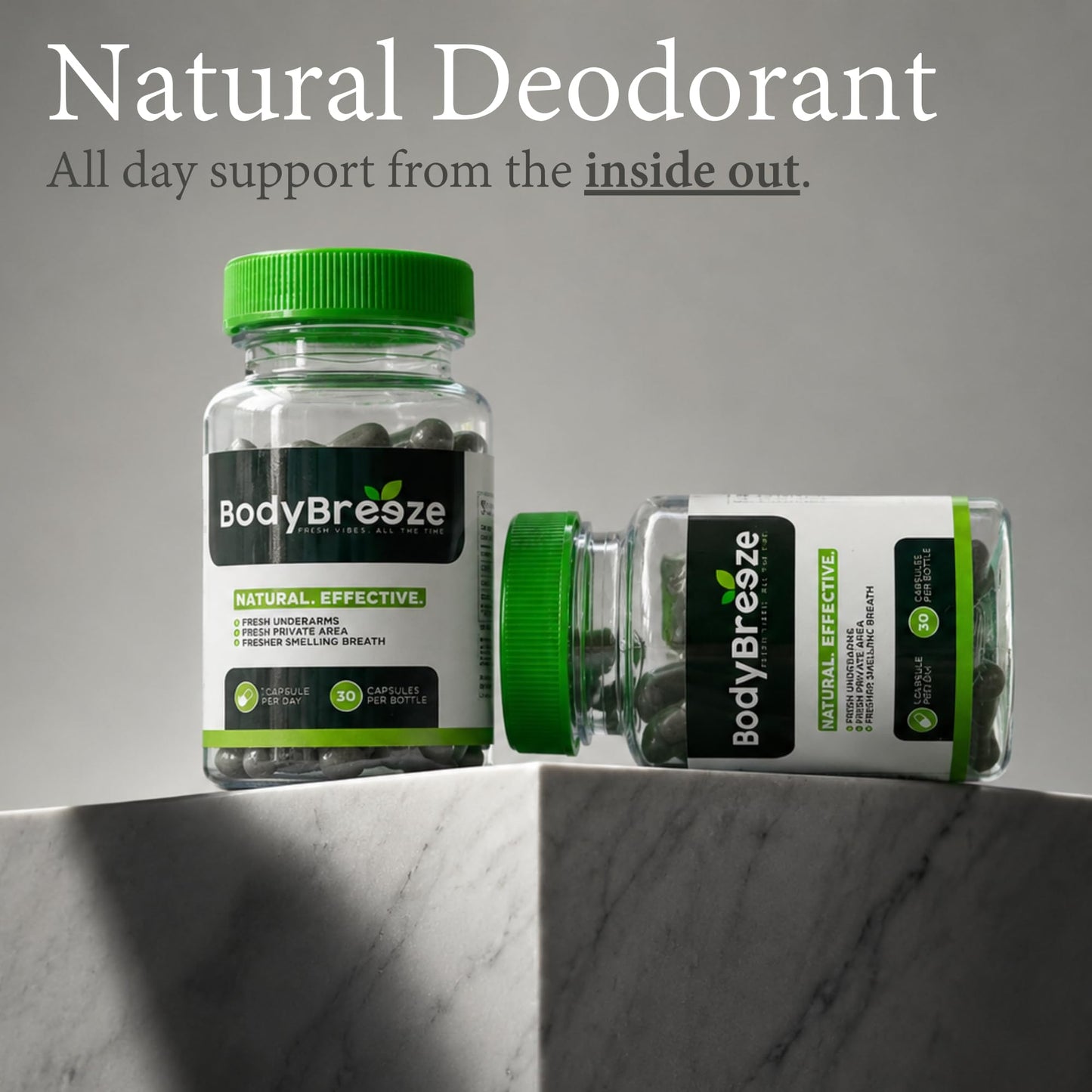 BodyBreeze Internal Deodorant Supplement with Natural Chlorophyll Capsules, 90 Capsules