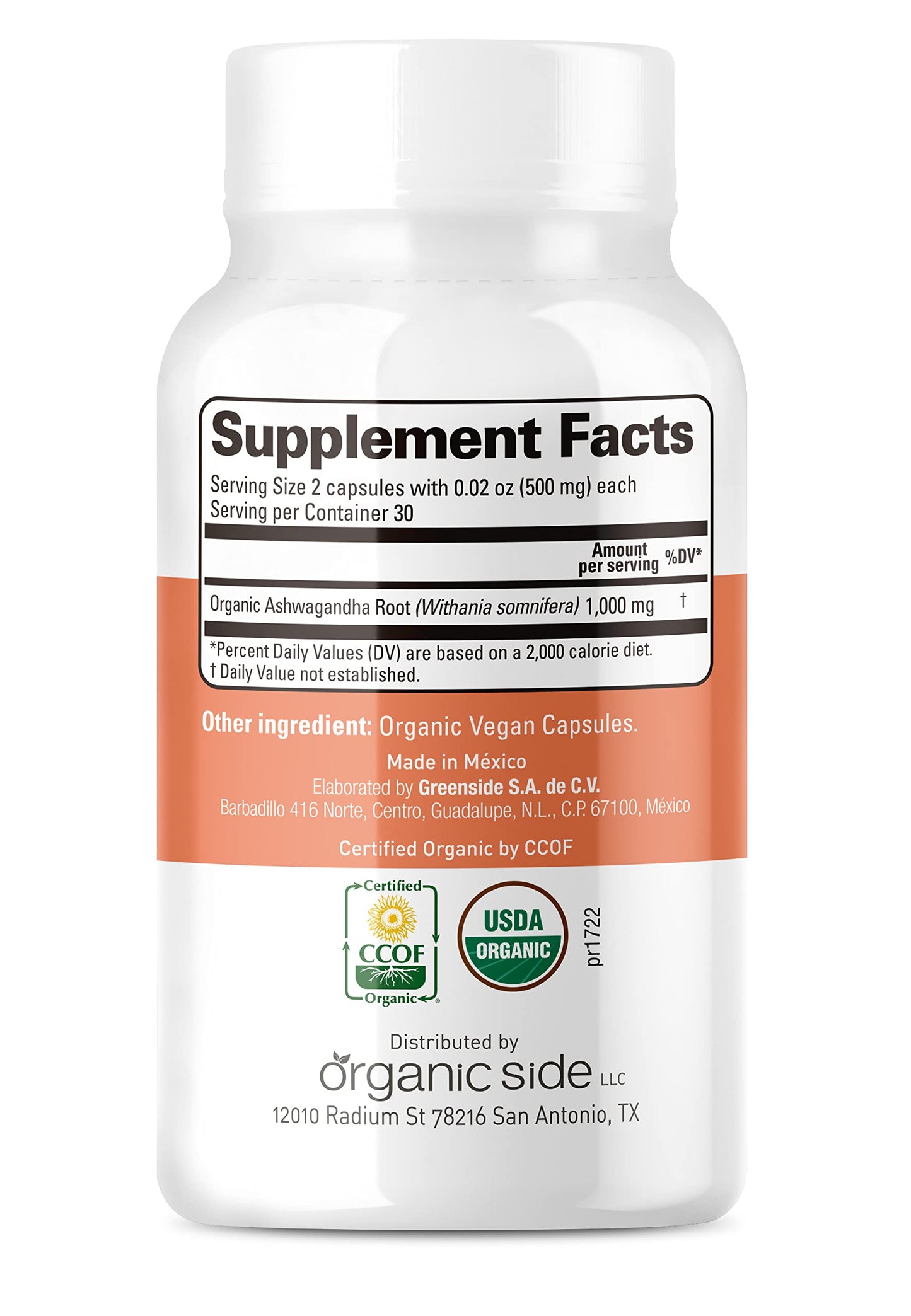 OS Organic Side Ashwagandha 1000 mg Capsule 60 Count