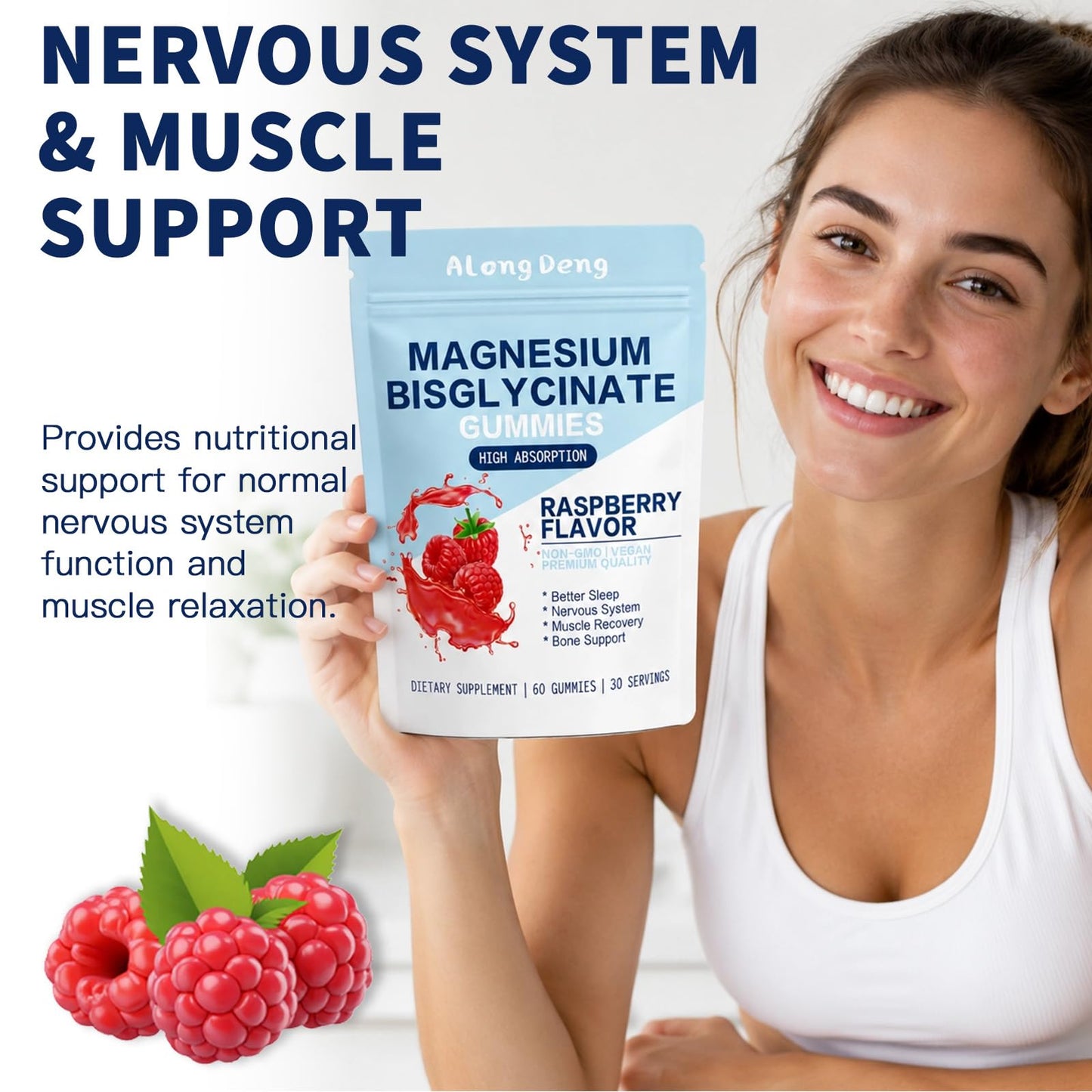 ALongDeng Magnesium Bisglycinate Gummies 60 Count