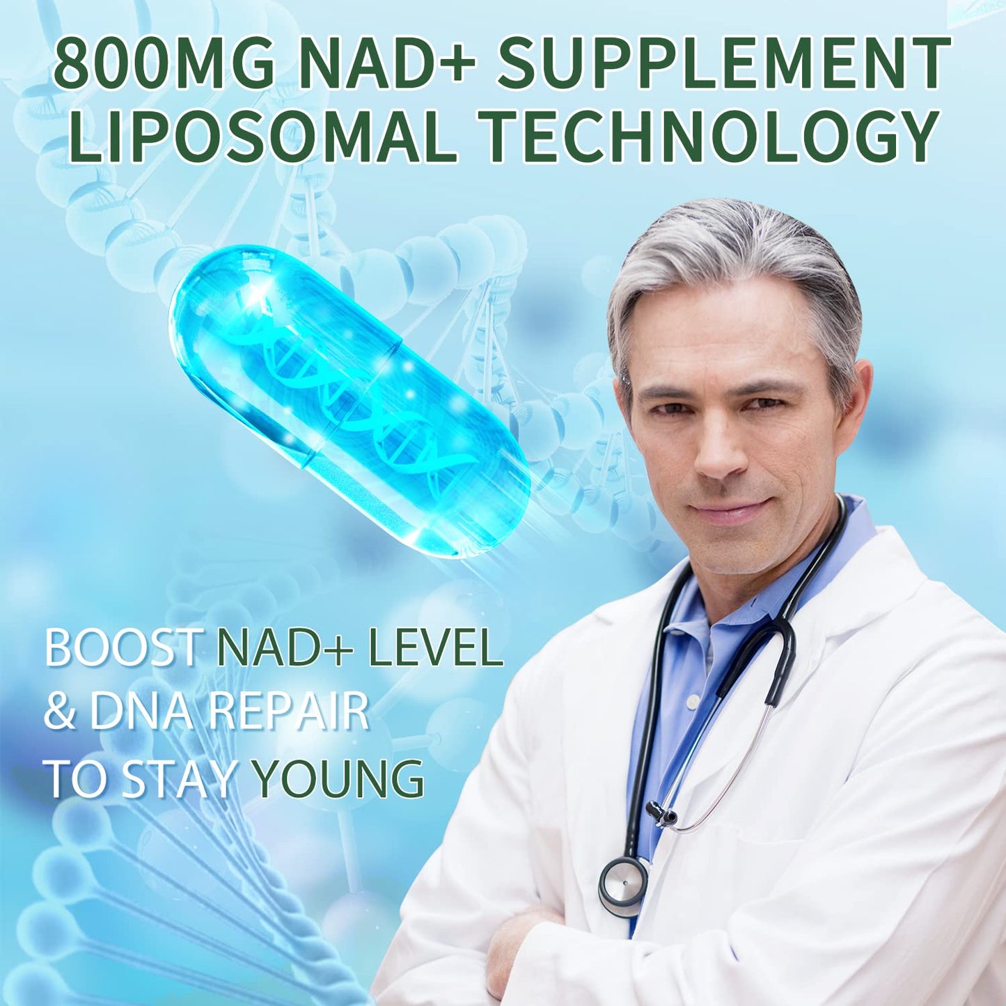 VITACRLLYNMN NAD+ Supplement Liposomal NAD+ Plus 800MG Nicotinamide Riboside Alternative for Cell Energy, Healthy Aging and Muscle Repair, 60 Capsules