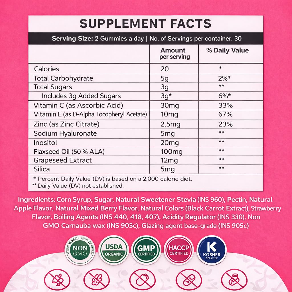 Wellrite Glow Skin Gummy Vitamins, 60 Count