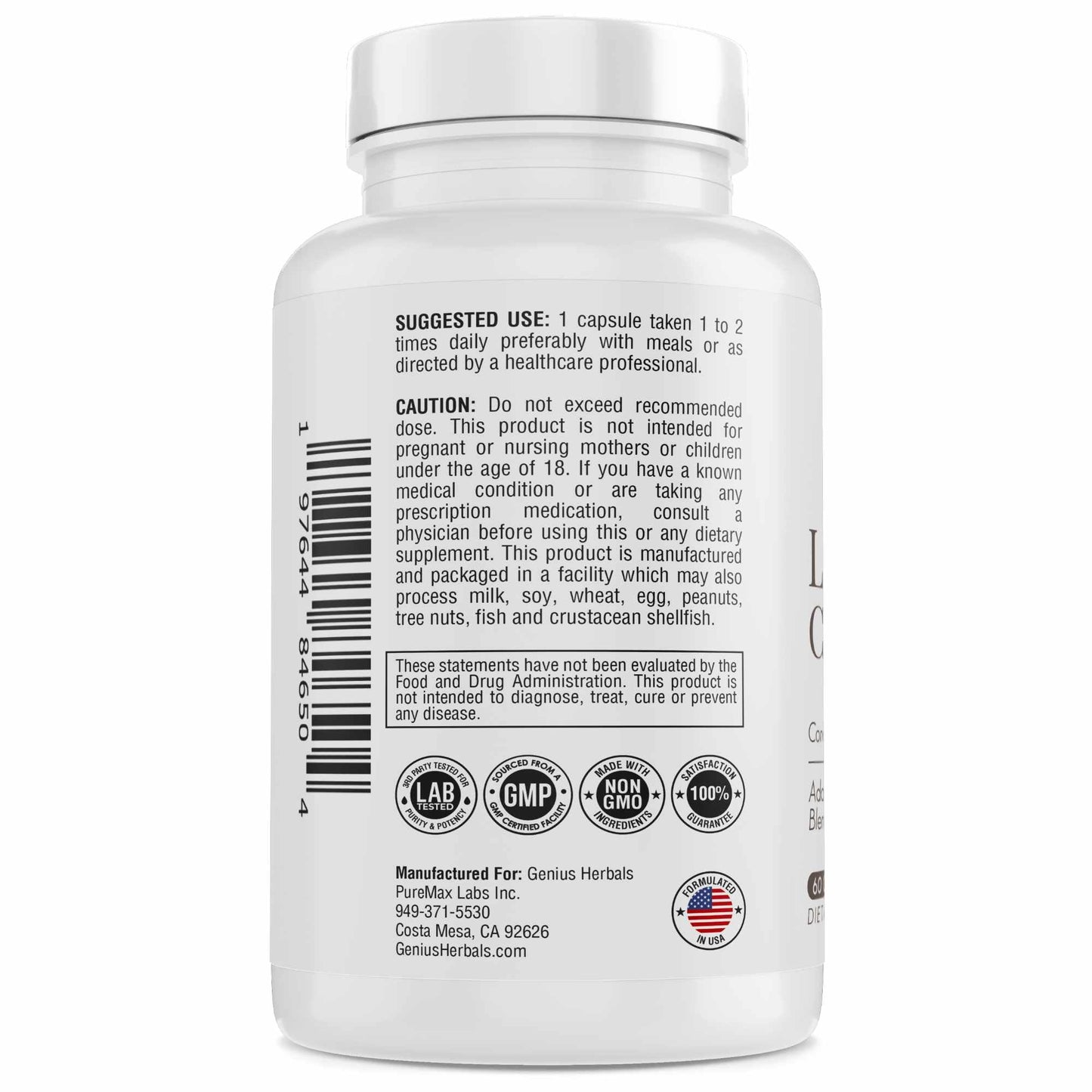 GENIUS HERBALS Lions Mane Complex - 700mg Concentrated Extract, 60 Capsules