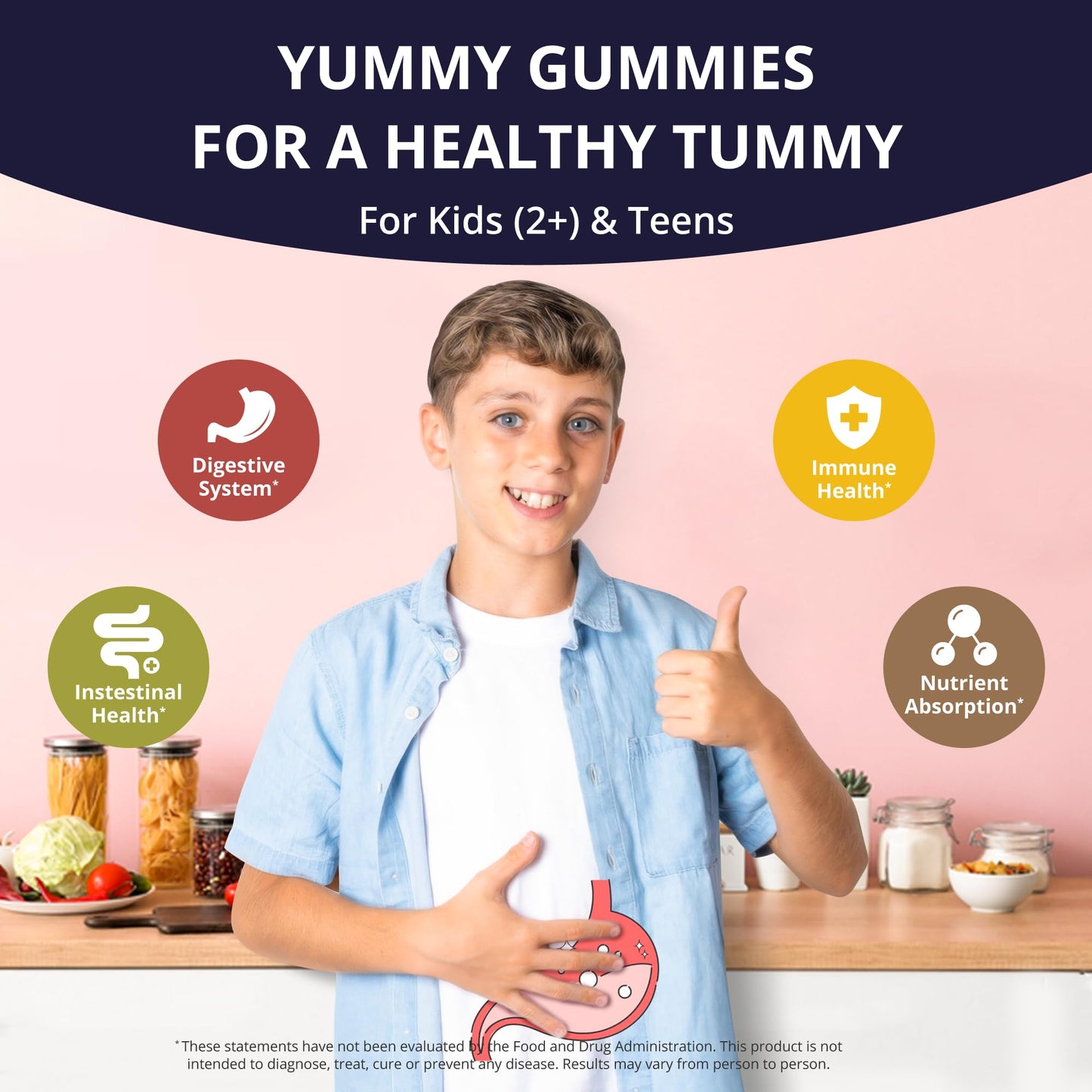 NuBest Daily Probiotic Gummies for Kids & Teens with 5 Billion CFUs, 60 Gummies