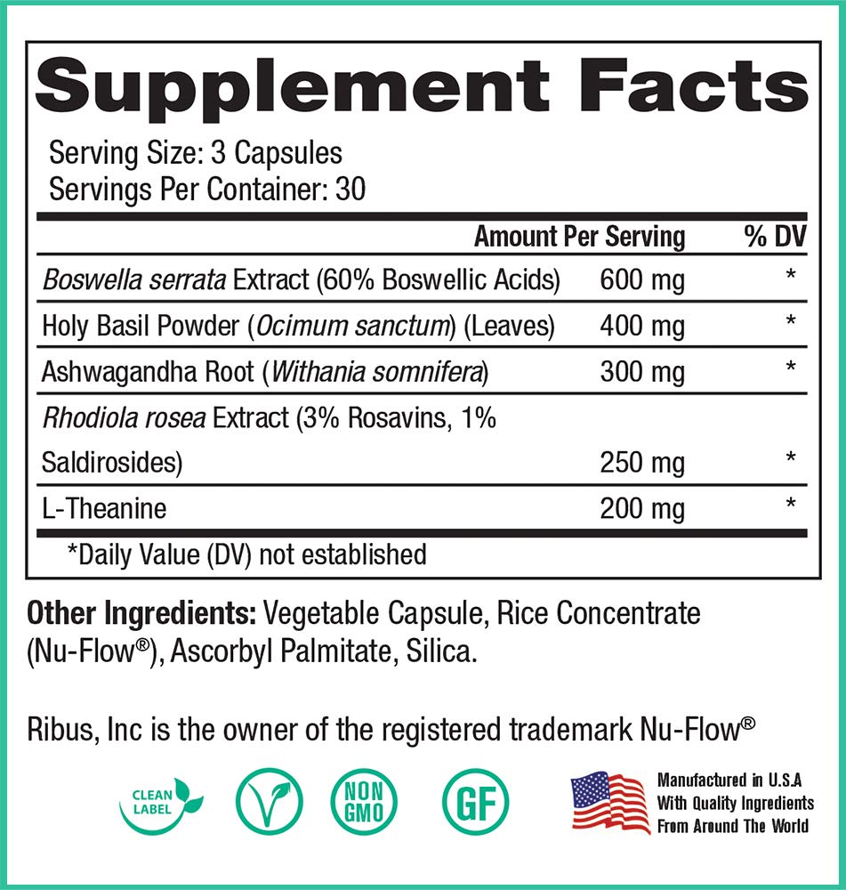 Peak Pure & Natural Peak Vitality Adrenal Support Supplement Capsules 90 Count