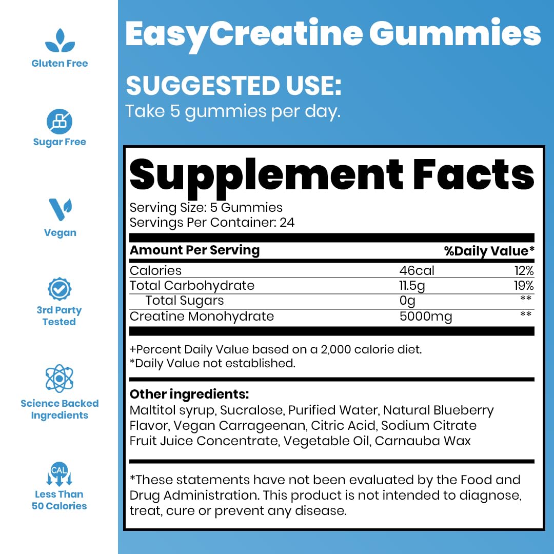 EasyCreatine Creatine Infused Gummies 120 Count