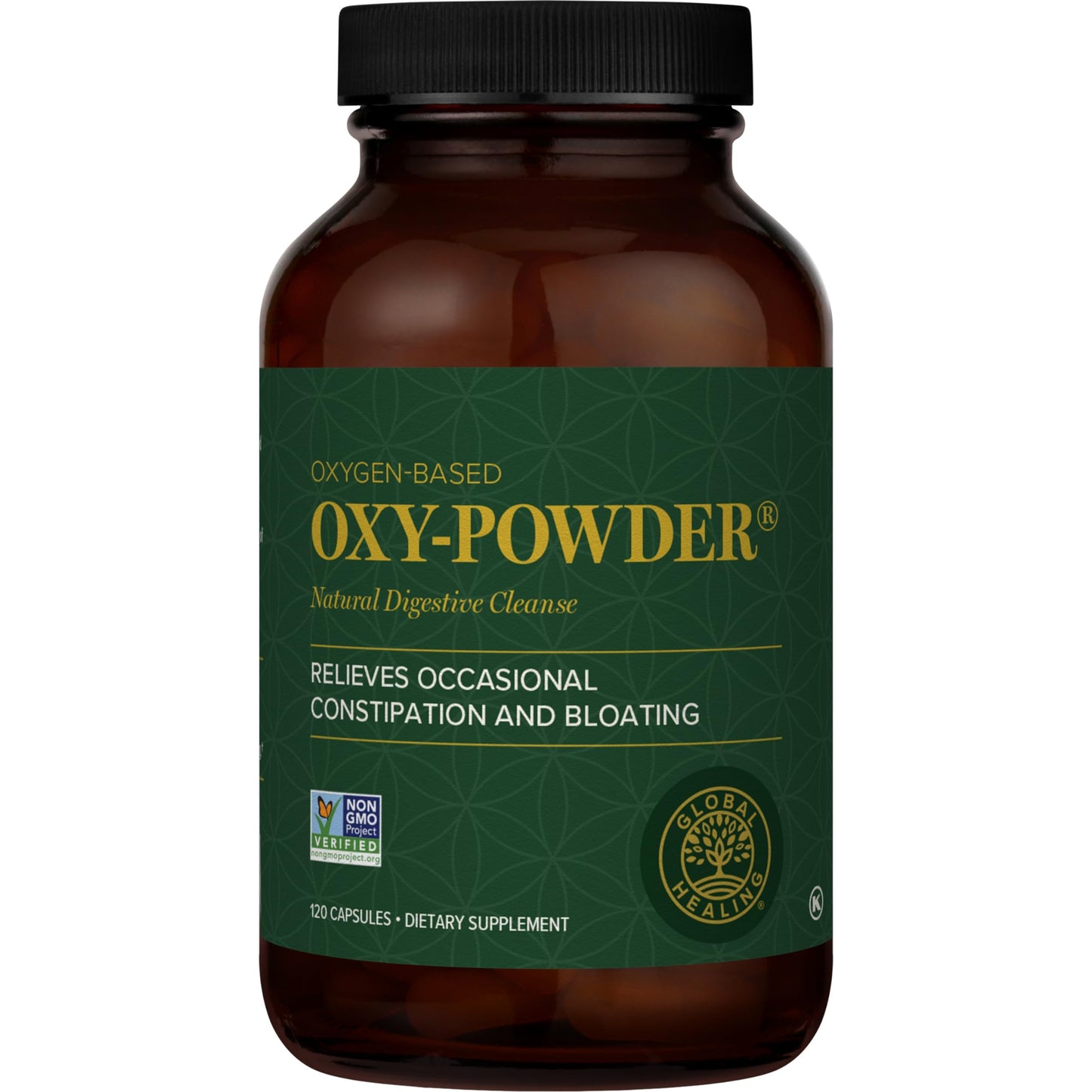 Global Healing Center Oxy-Powder Oxygen Based Safe and Natural Colon Cleanser and Relief from Occasional Constipation, 120 Capsules