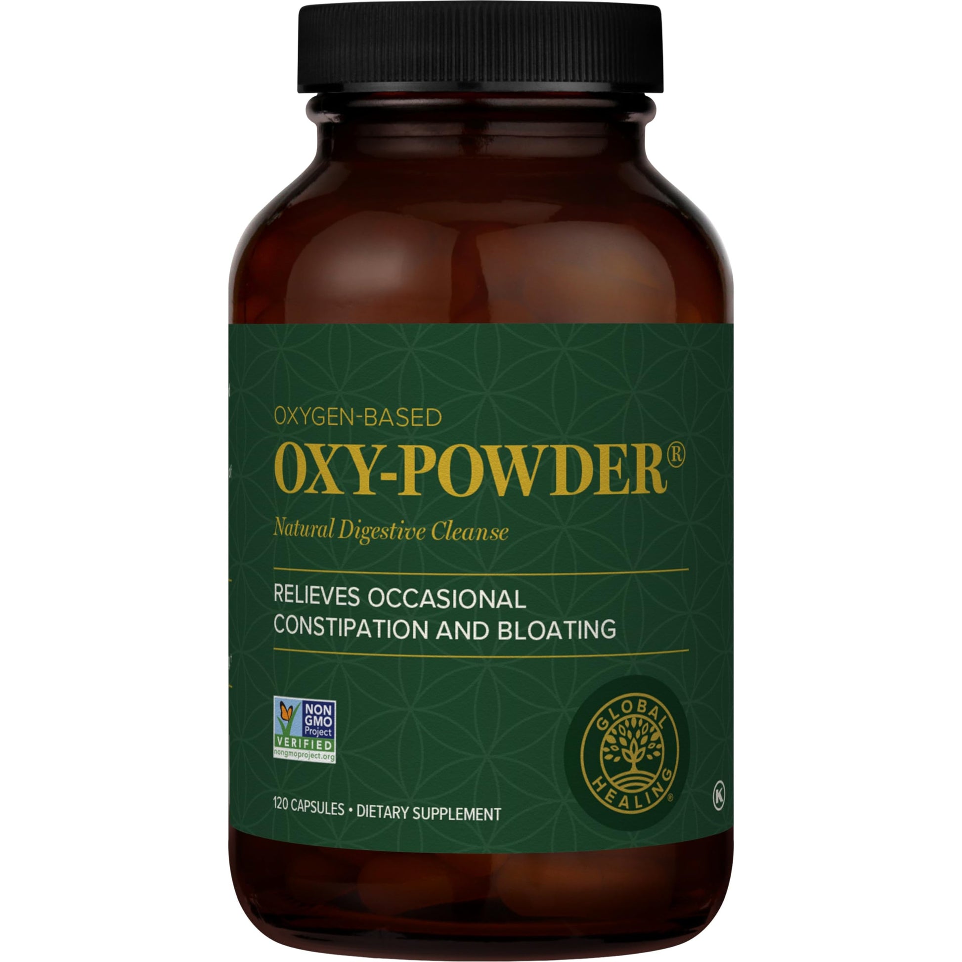 Global Healing Center Oxy-Powder Oxygen Based Safe and Natural Colon Cleanser and Relief from Occasional Constipation, 120 Capsules