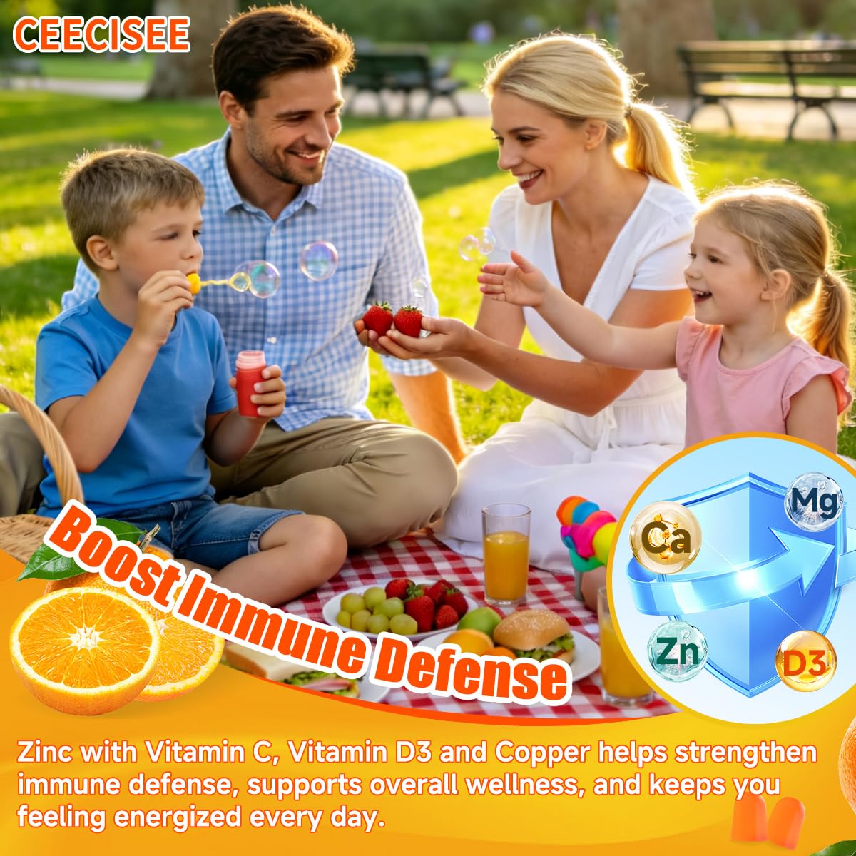 Ceecisee Calcium Magnesium Zinc Gummies 120 Count