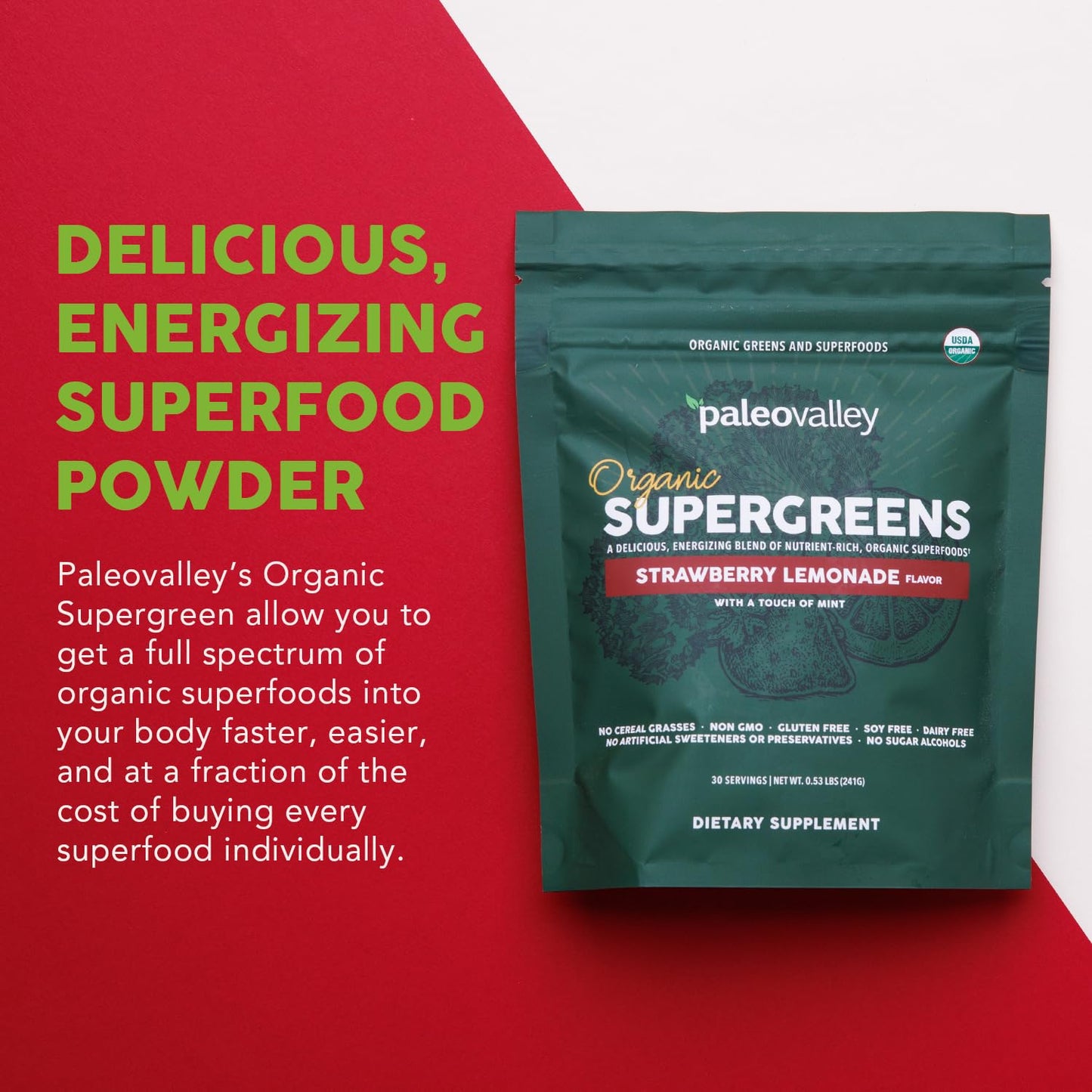 Paleovalley Organic Supergreens Powder 8.48 Ounce