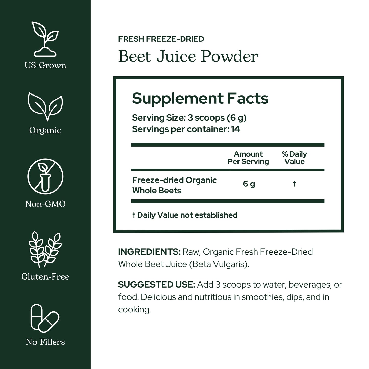 Eclectic Institute Raw Fresh Freeze-Dried Beet Juice Powder, 3.2 oz