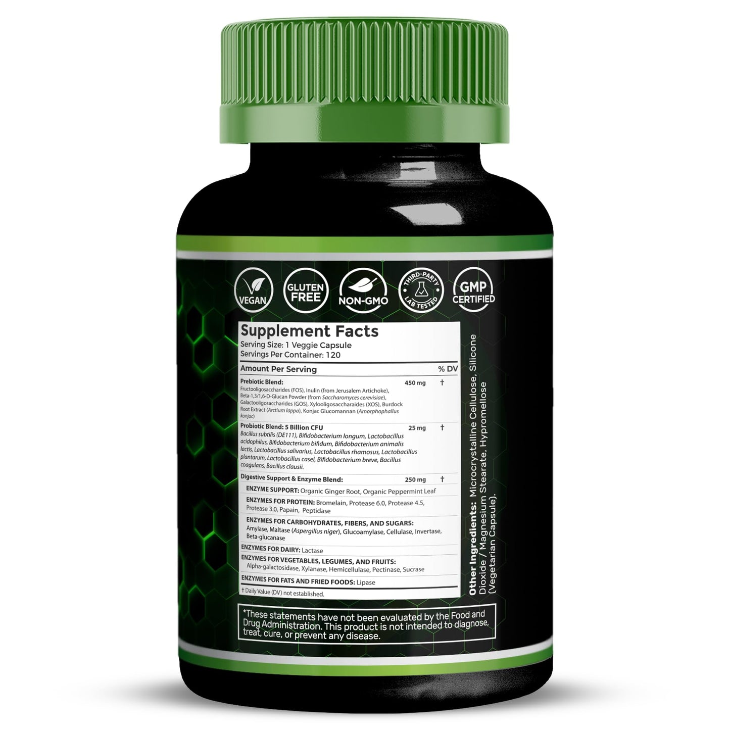 WELLNESS LABSRX Digestive Enzymes with Probiotics and Prebiotics, 450mg, 5 Billion CFUs Capsules 240 Count