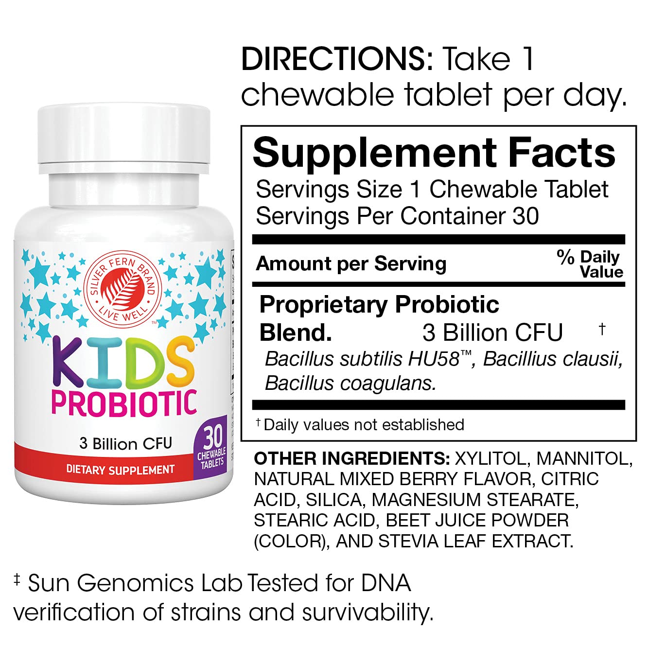 Silver Fern Ultimate Probiotic Family Bundle - 2-Piece Set, Adult Probiotic Capsules 60 Count + Children's Probiotic Chewables 30 Count