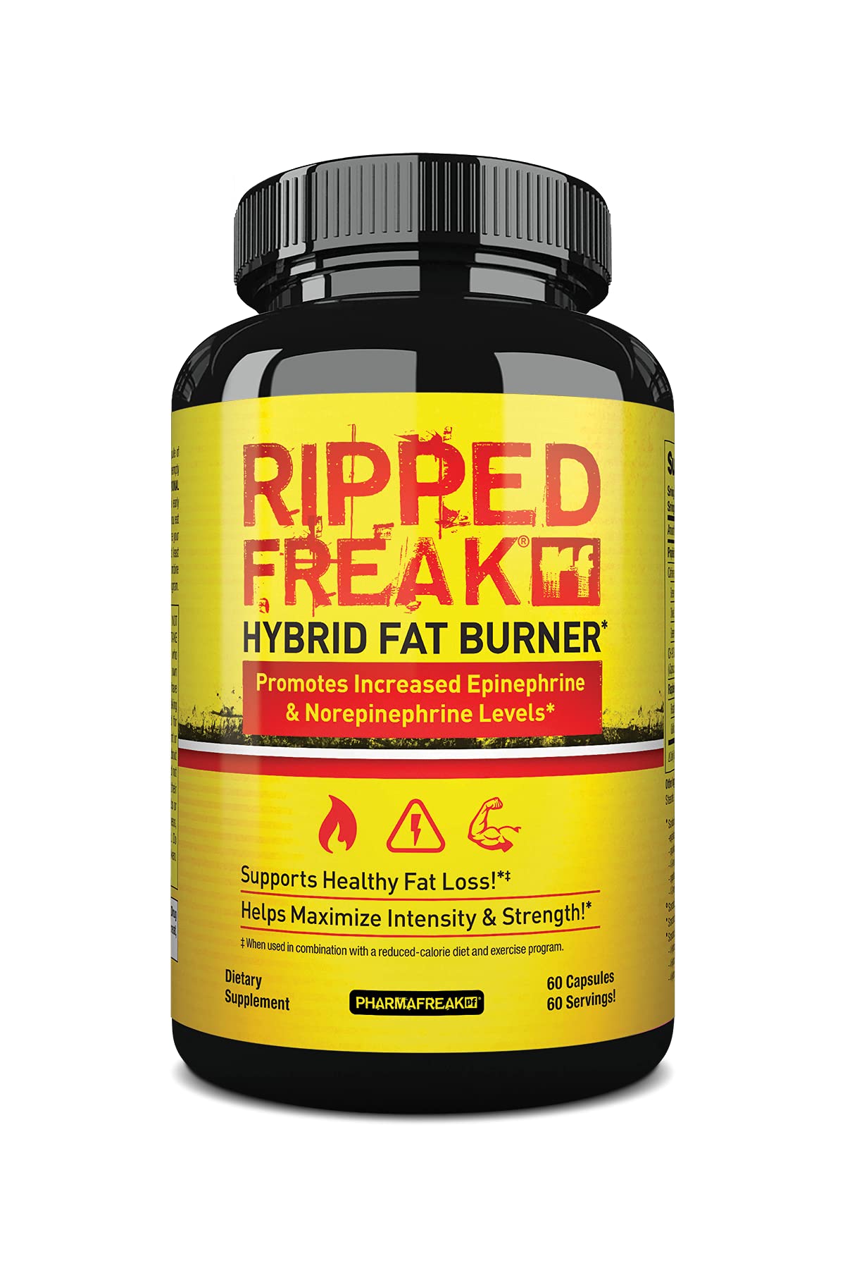 Pharmafreak Ripped Freak Thermogenic Fat Burner for Men & Women - Metabolism, Energy & Focus Support with Green Tea, Green Coffee, Olive Leaf & Sweet Red Pepper, 60 Vegan Capsules