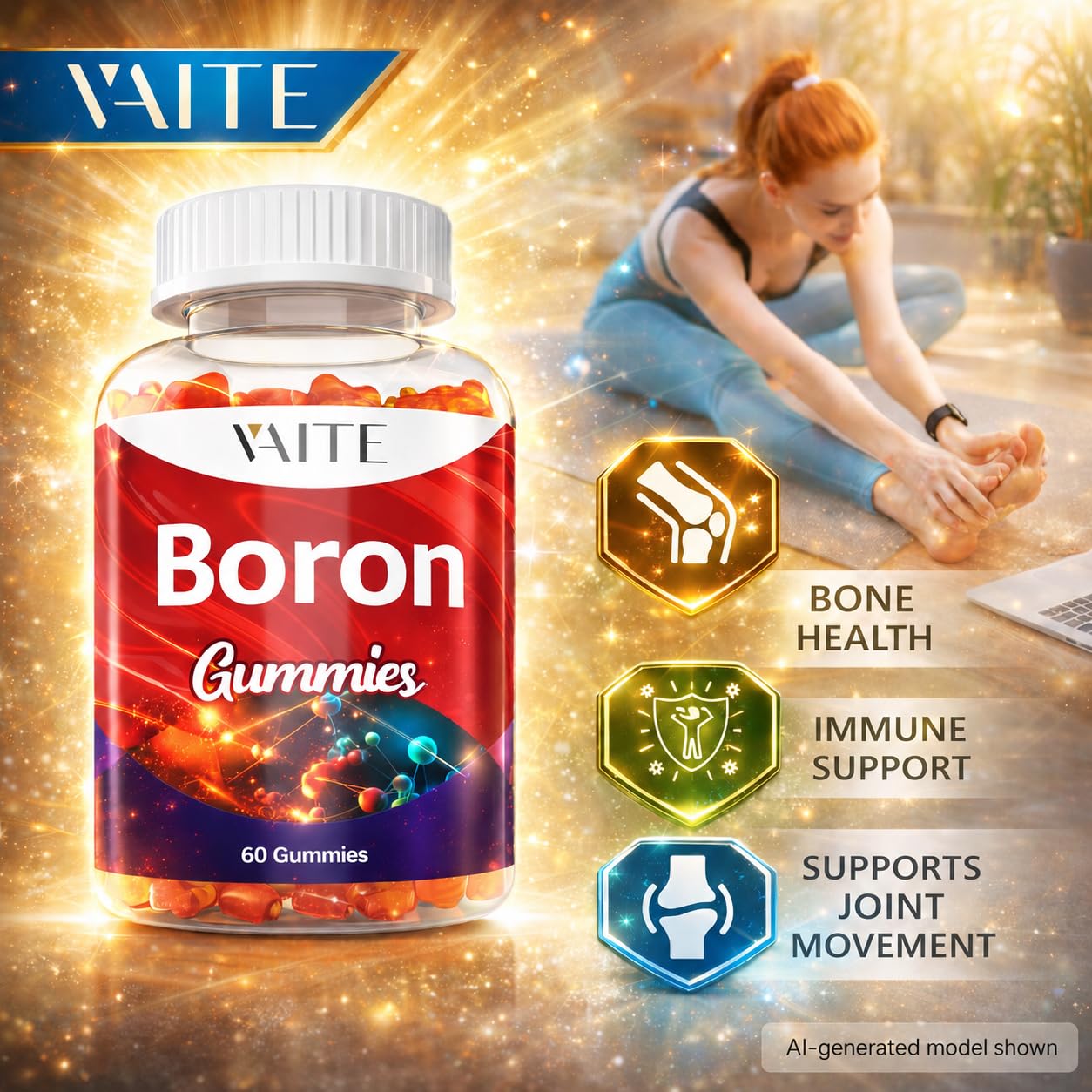 VAITE Boron Supplement for Men & Women 10mg Gummies, 60 Chewables