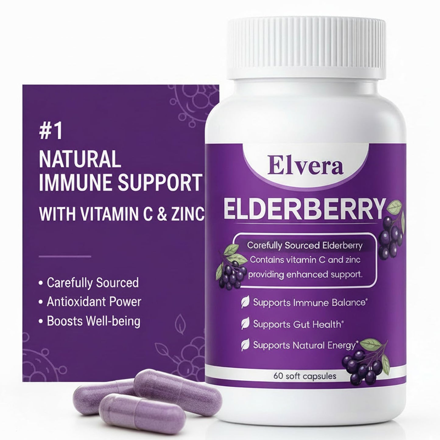 ELVERA Elderberry Gut Support Capsule, 60 Capsules