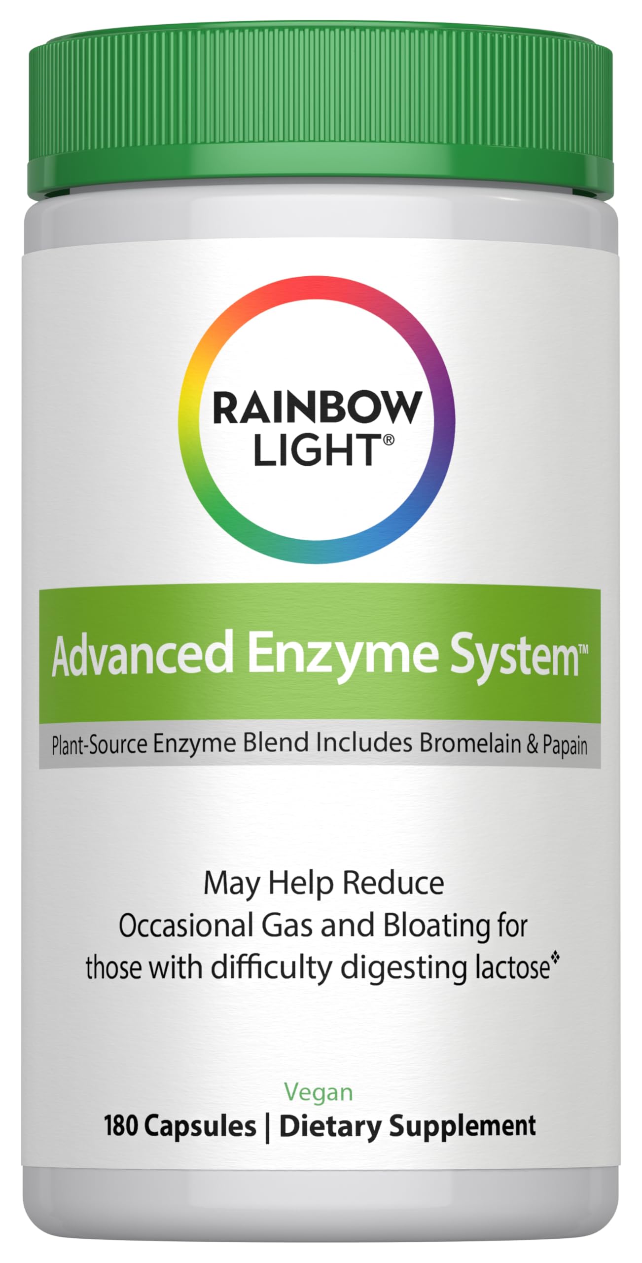 Rainbow Light Advanced Enzyme System Plant-Source Enzyme Blend 180 Capsules