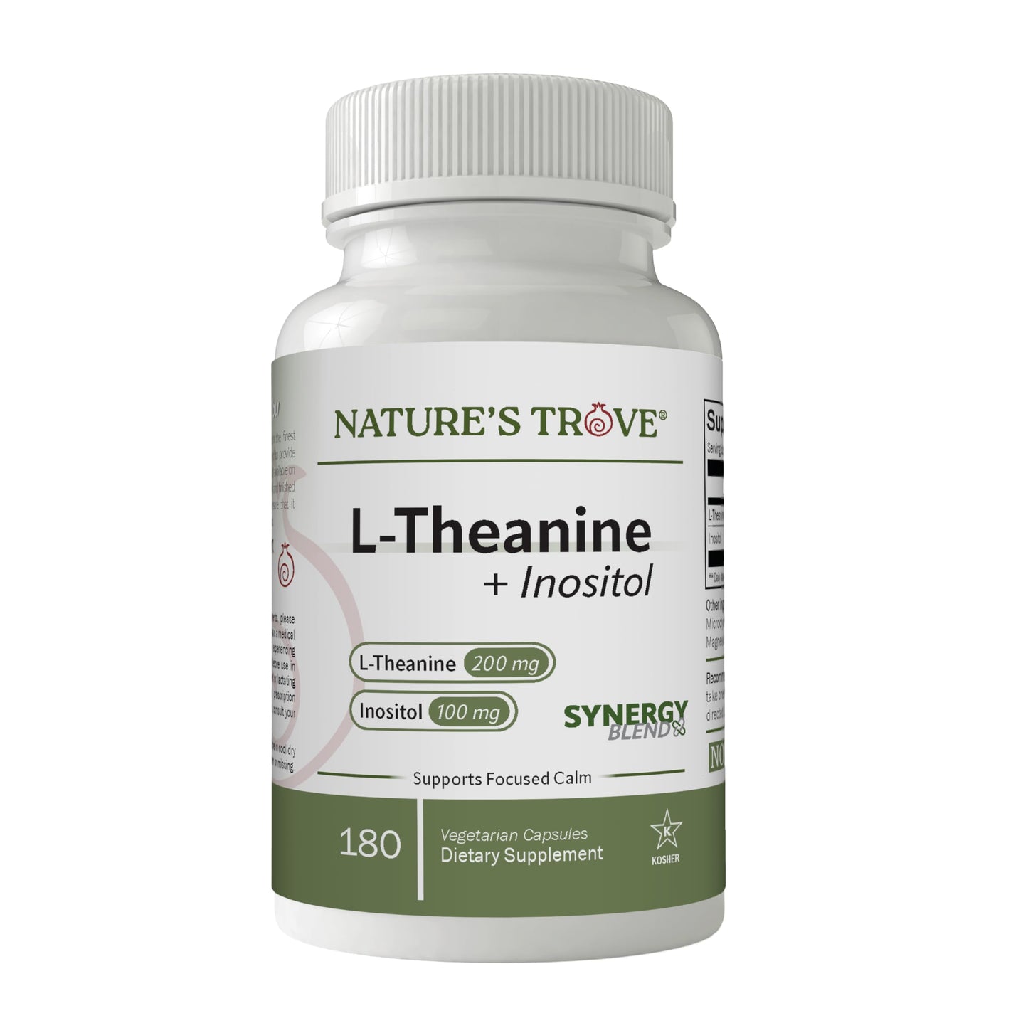 Nature's Trove L-Theanine 200mg with Inositol 100mg, 180 Capsules