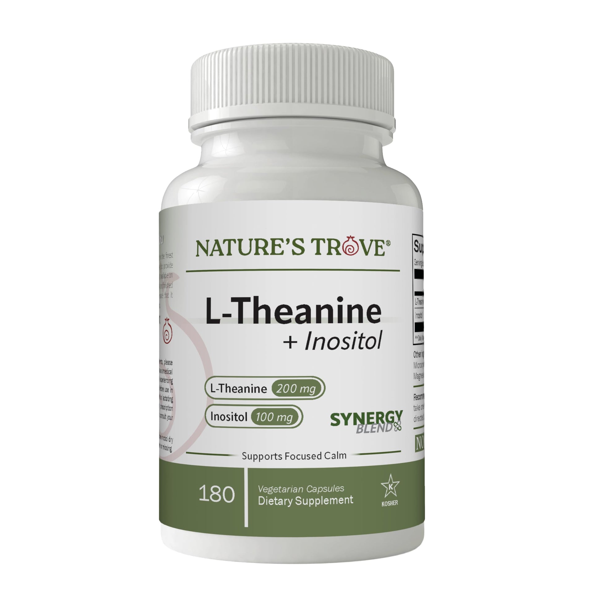 Nature's Trove L-Theanine 200mg with Inositol 100mg, 180 Capsules
