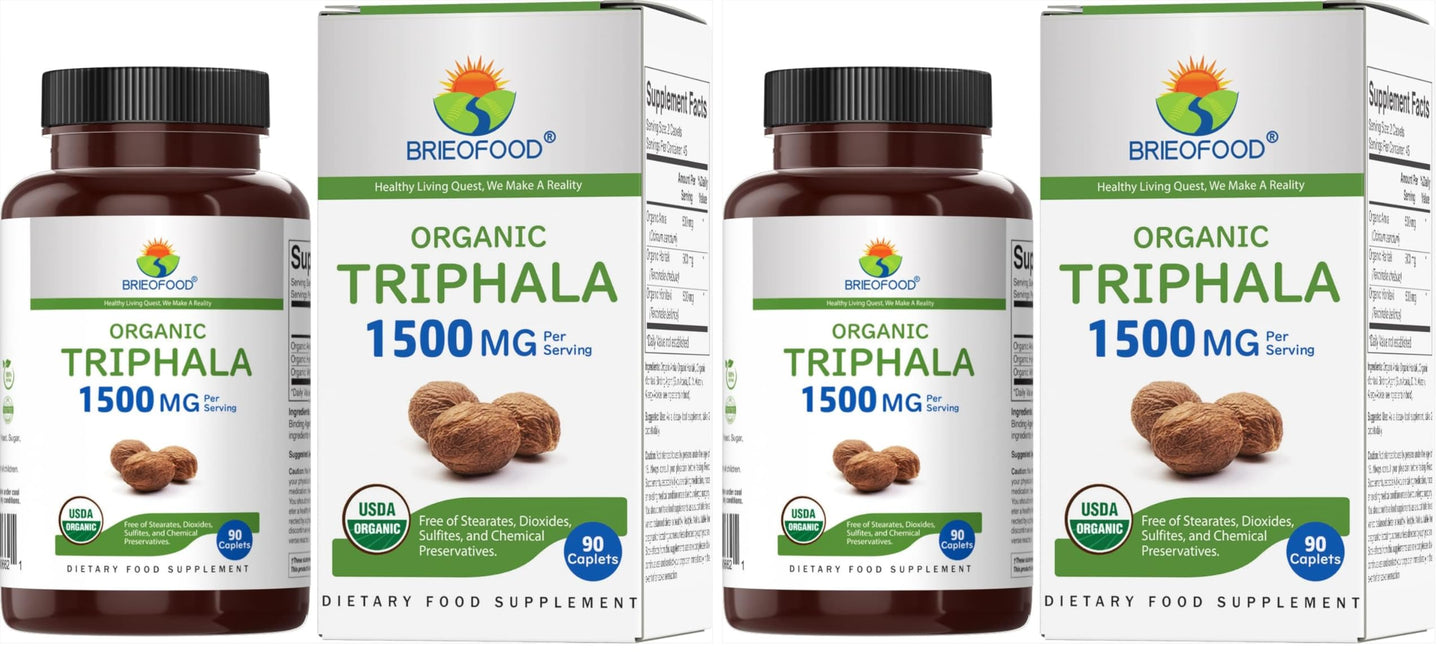 Brieofood Organic Triphala 1500mg 180 Tablets