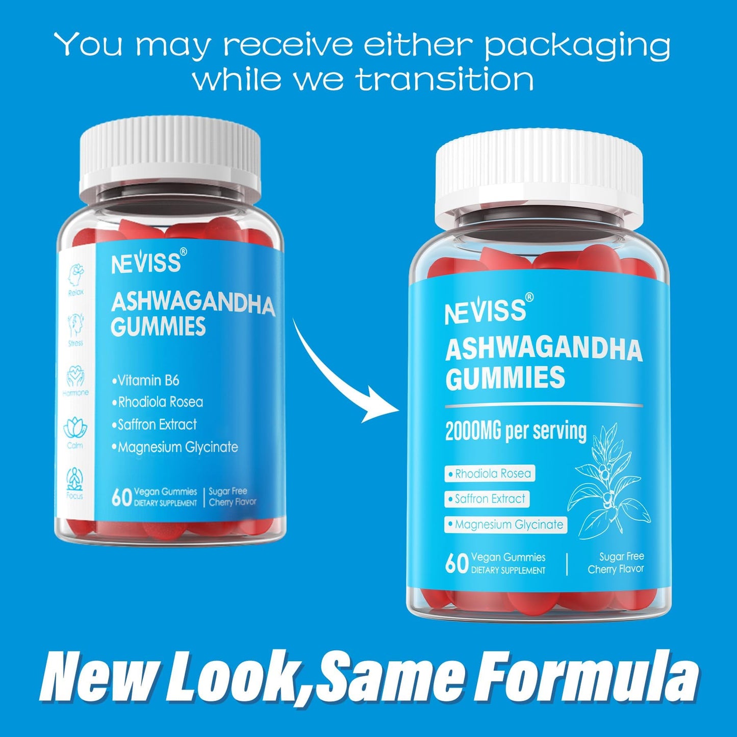 NEVISS Ashwagandha & Magnesium Glycinate Gummies 2000mg, 118 Gummies