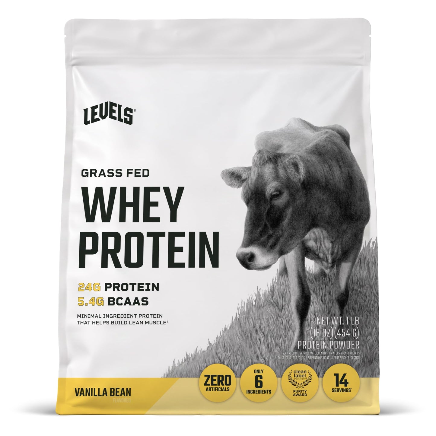 Levels Nutrition Whey Protein Powder Vanilla Bean 16 Servings, 1 lb