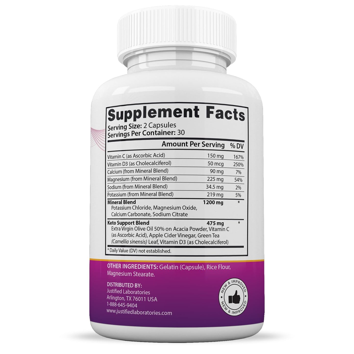 Justified Laboratories Ripped Results Keto ACV Extreme 1675MG Keto Support Blend Capsule 300 Capsules